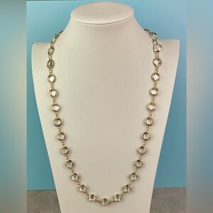 Chico’s Gold Tone Station Necklace with Bezel-Set Clear Glass Stones